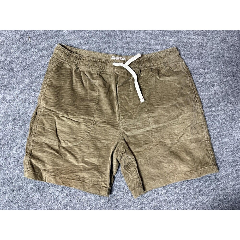 Wallace & Barnes Chino Shorts Mens M Green Corduroy Drawstring 6" Inseam Casual